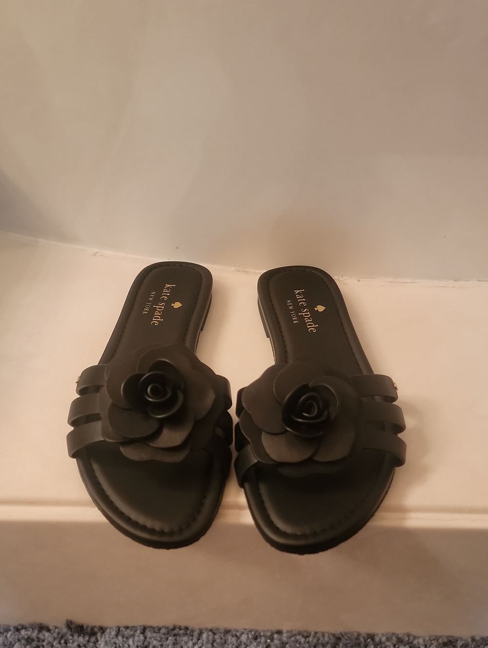 kate spade Black Floral Slip-On Mules